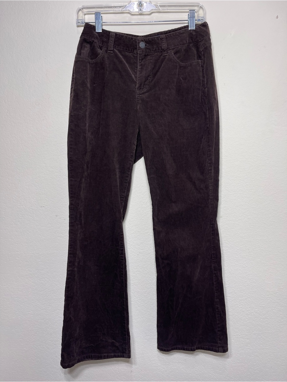 Talbots Petites 8P Brown Corduroy Pants Straight Leg Stretch Cotton